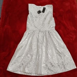 BNWT Kensie silver and white party dress